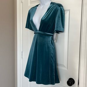 Billabong Teal Blue Velvet Wrap Dress